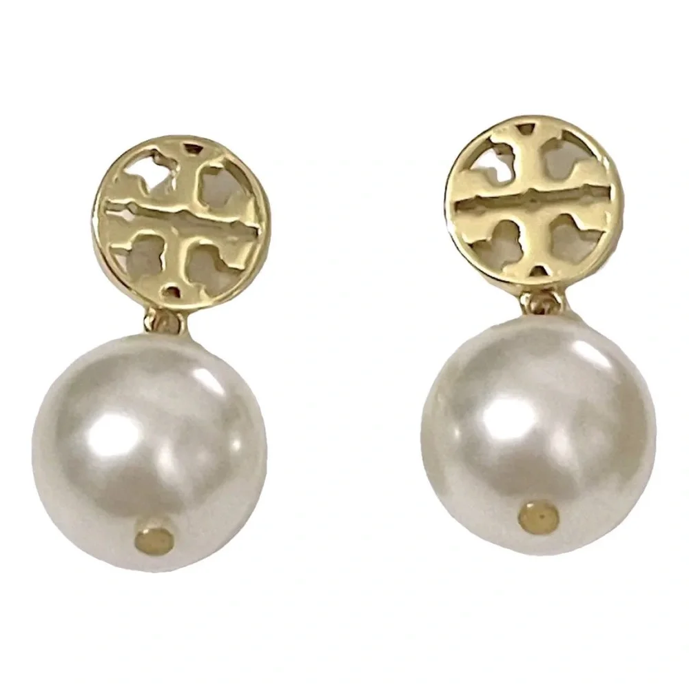 Tory Burch Miller 18k Gold Plated Pearl Drop Earrings - Picture 4 of 7
